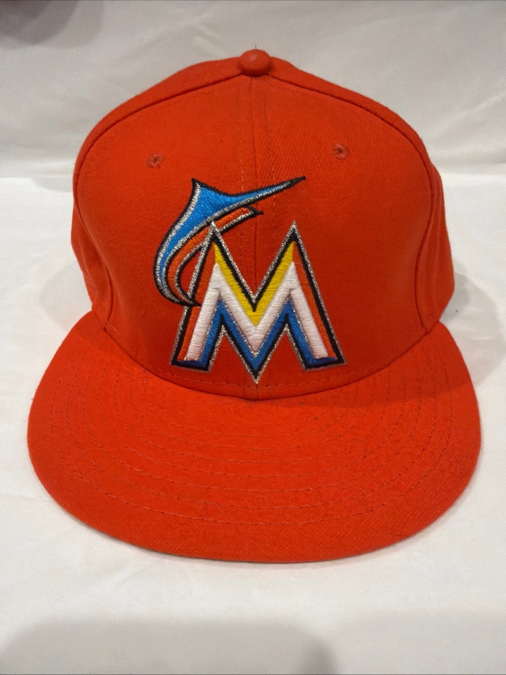 New Era Kids Orange Cap with Multicolor Embroidered M Logo